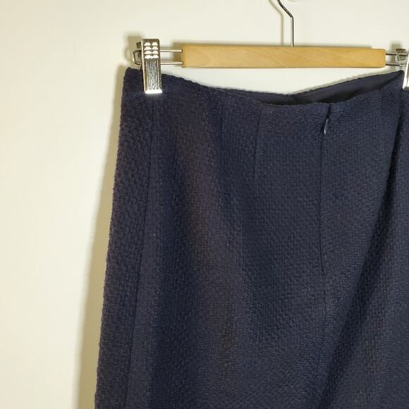 Talbots Dark Blue fringed Tweed lined career pencil skirt NWT Size 2 - Picture 4 of 7